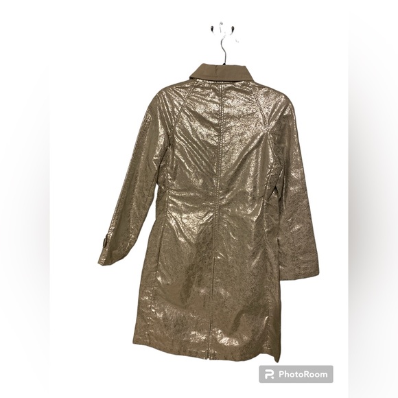 Isaac Mizrahi Silver Metallic Trench Coat - Size Small - Picture 5 of 15